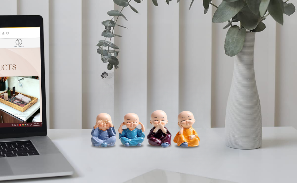 SINT Cute Monk Statue Buddha Figurine- Set of 4