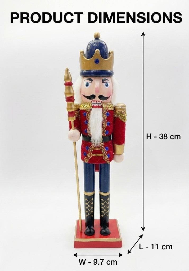Wooden Nutcracker Soldier Figure Classic Christmas Tabletop Decoration for Shelves Countertops Mantels and Holiday Home Display