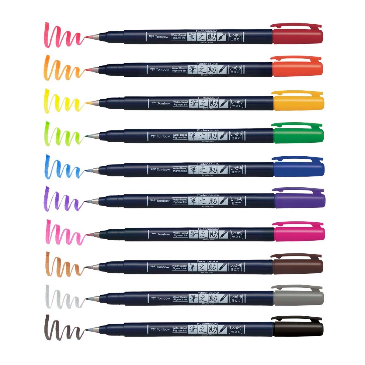 Tombow - Fudenosuke 10 Colors Brush Pens