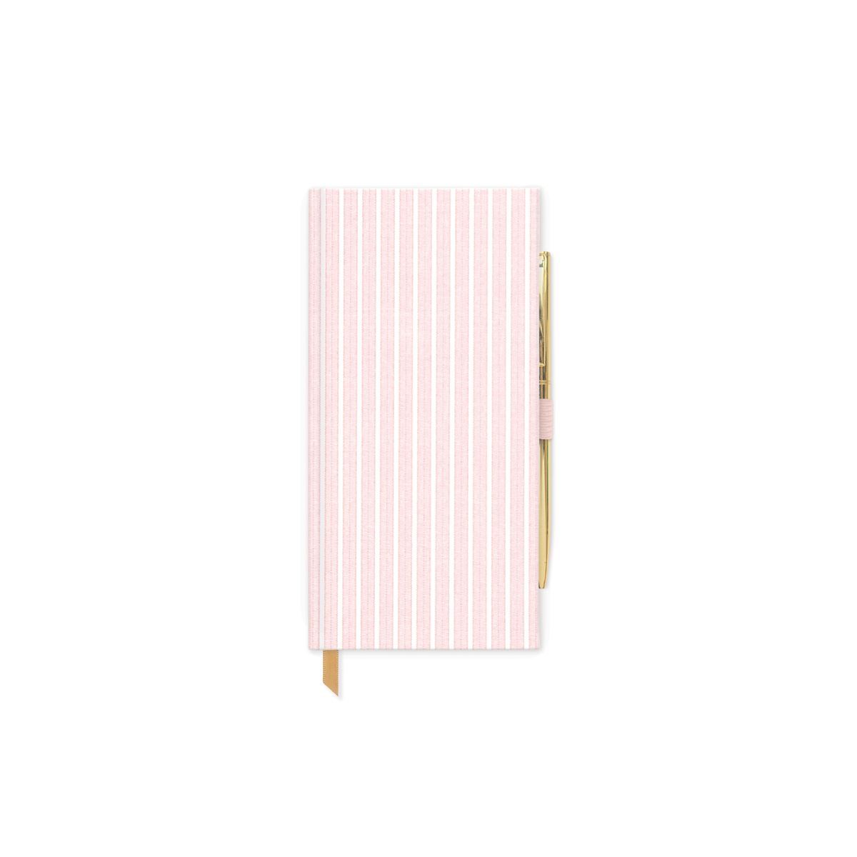 Pink Pinstripe Vintage Sass - Bookcloth Cover Book Bound W/Pen