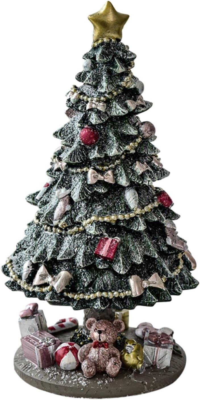 SINT Christmas Tree Music Box Gift, Rotating Xmas Tree Figurine for Home Decoration