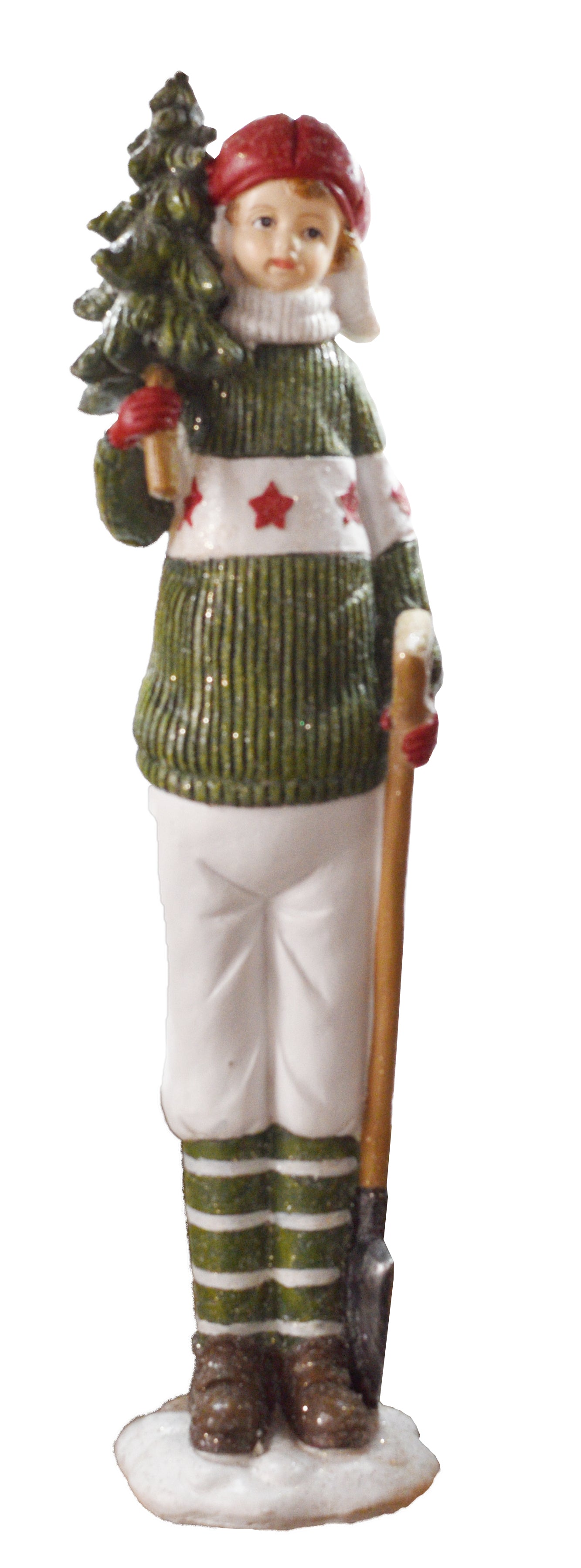 SINT Vintage Style Doll in White Dress Hat with Display Stand | Christmas Figurine