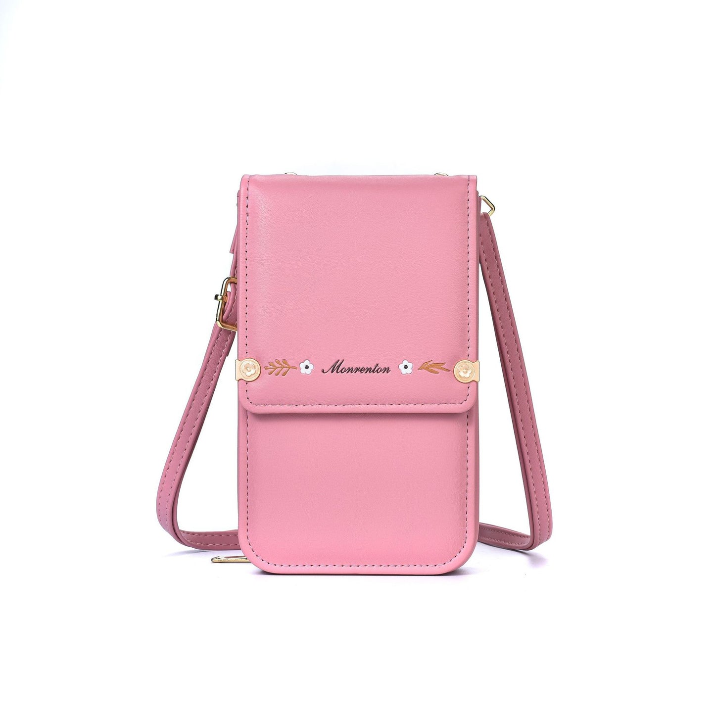Flowers Embroidery Mobile Phone Bags For Women Ins Fashion Crossbody Shoulder Bag Ladies Long Wallet