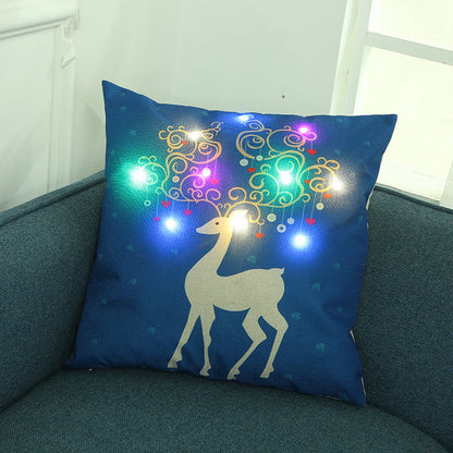 Home Pillow Cover Creative Led Colored Lamp Christmas Theme