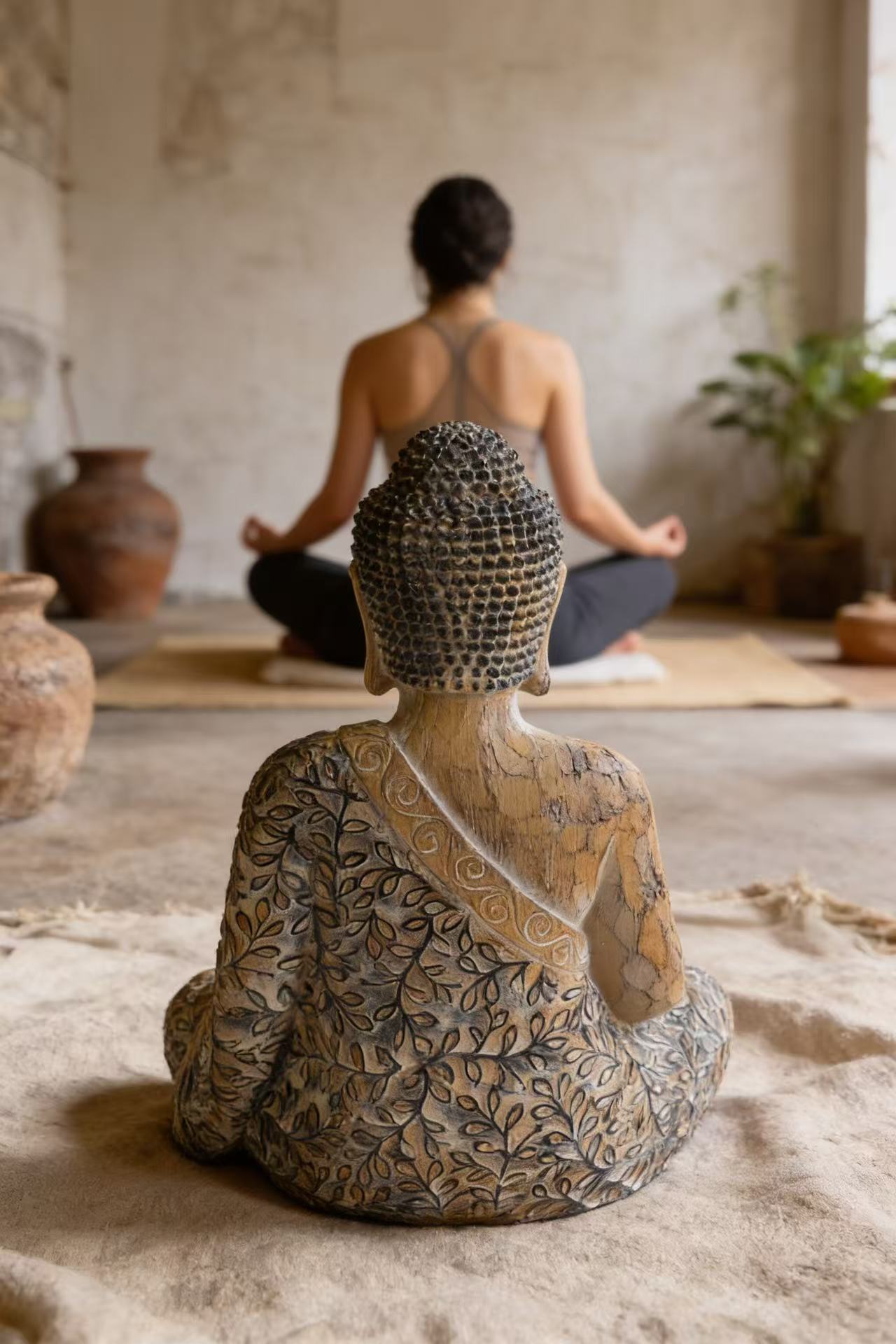 9 Inch Meditating Shakyamuni Sitting Buddha Figurine Statue for Home Decor Spiritual Sculptures for Alter Zen Garden Living Room Office Sacred Shrine Centerpiece