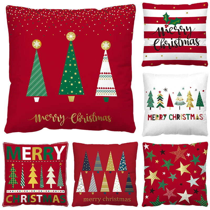 Christmas Pillow Cover Amazon Cross-border Red And Black Plaid Christmas Sofa Cushion Cover Plush Nordic Cushion