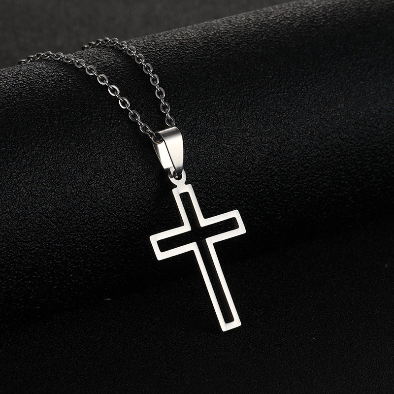 Men And Women All-matching Stainless Steel Cross Pendant Necklace