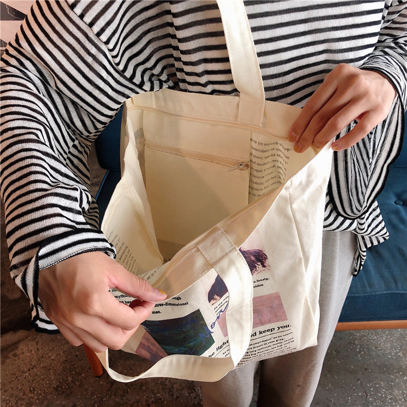 Literary Homemade Vintage Printed Canvas Bags