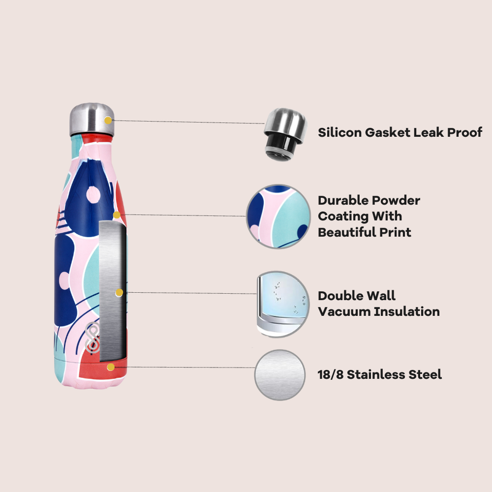 Modern Art Water Bottle 17 Oz | 500 ML | Pink