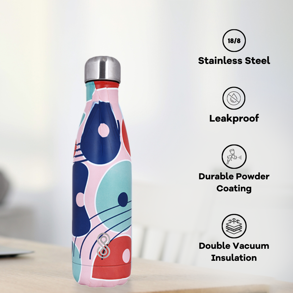 Modern Art Water Bottle 17 Oz | 500 ML | Pink