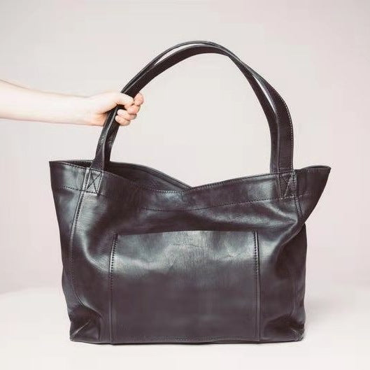 Large Capacity Oil Wax Tote Bags for Women Shoulder Bag