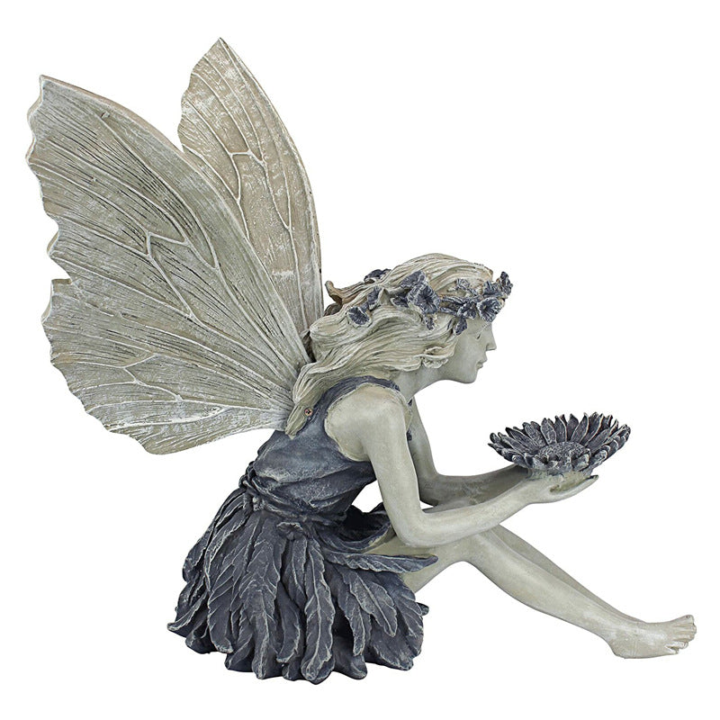 Fairy Sitting Garden Statue Ornament Decoration Resin Crafts Decor Accessories Home Landscaping Backyard Lawn Decoration