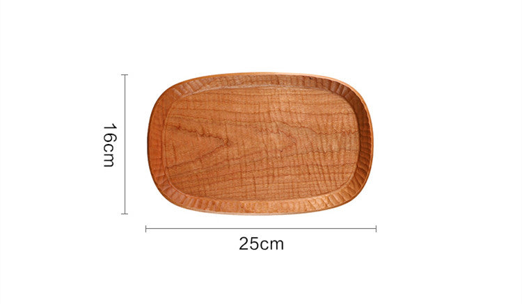 Japanese Hand-carved Coffee Tray, Snack Tray, Cherry Wood Carved Oval Tea Tray, Fruit Tray