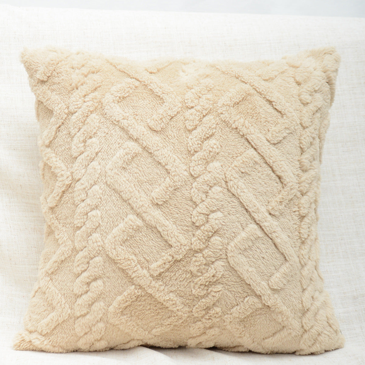 Shearing Groove Artificial Plush Cushion Cover
