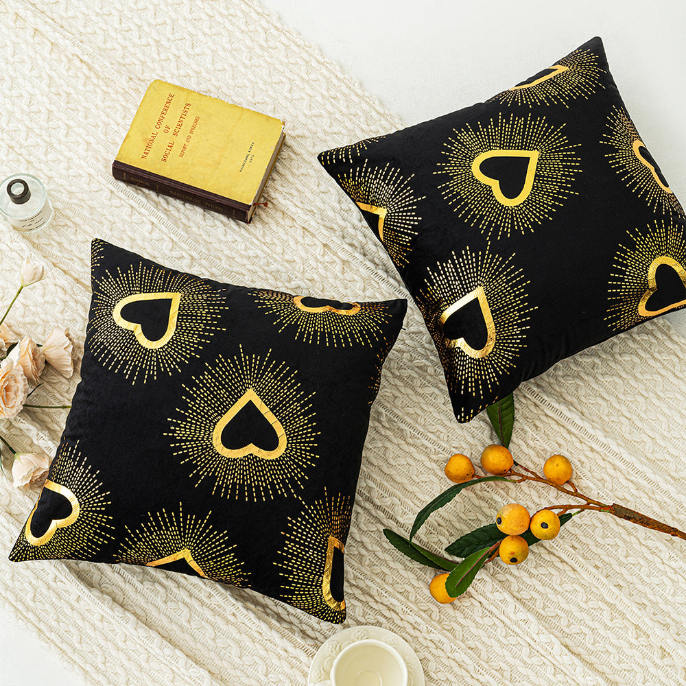 Fashion Black Velvet Printed Pillow