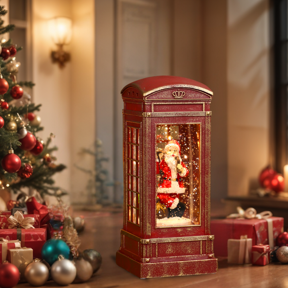 SINT Christmas Musical Phone Booth Snow Globe for Christmas Decoration