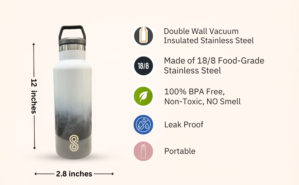 Water Bottle - 25 Oz, Leak Proof - Stainless Steel | Orca