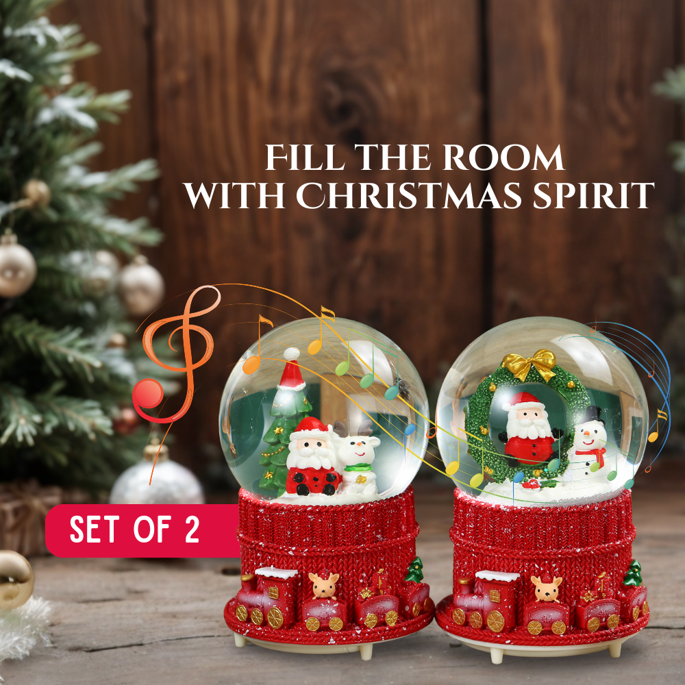 SINT Christmas Musical Glittering Water Snow Globe | Set of 2