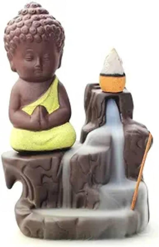 SINT Incense Burner Holder Handmade Ceramic Waterfall (Yellow)