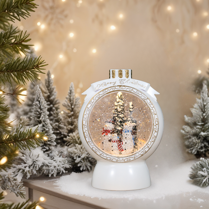 SINT Christmas Musical White Round Snow Globe Lantern for Home Decoration