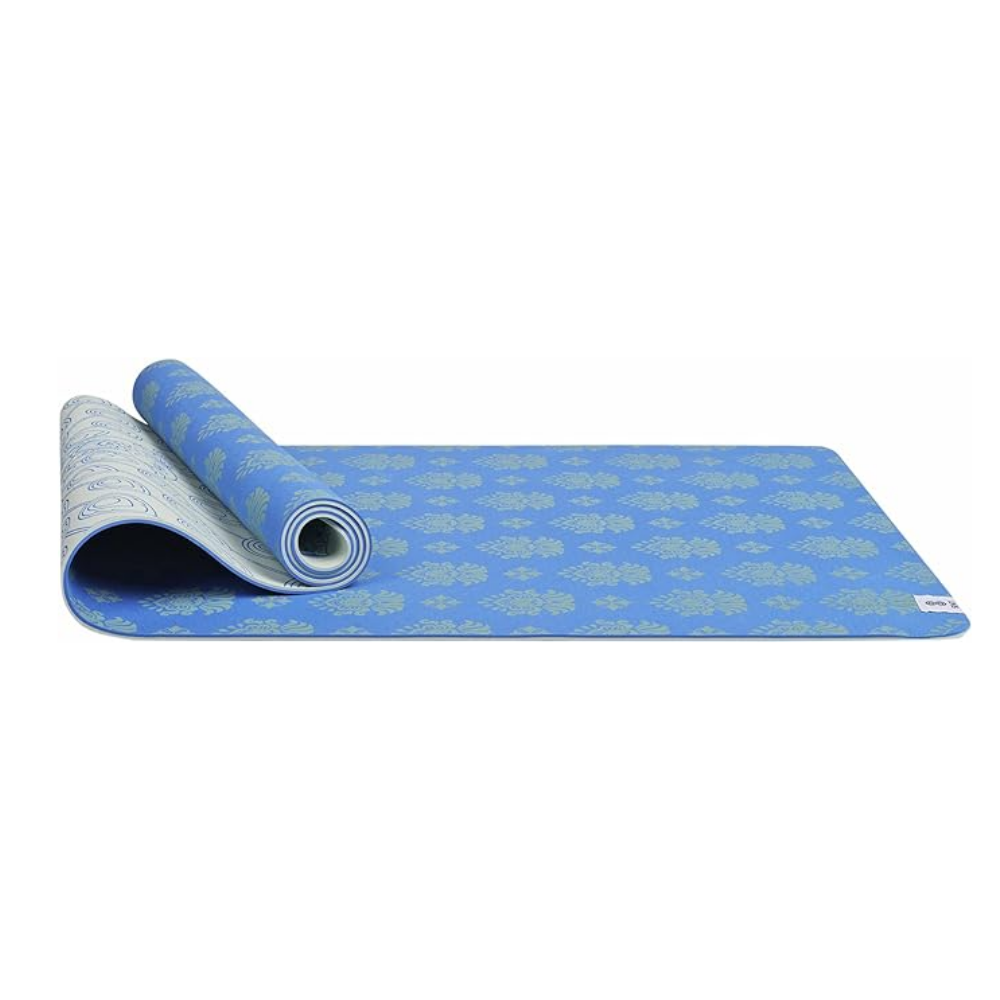 Premium 6mm Print Reversible Yoga Mat- Blue Peacock