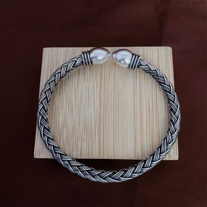 S999 Pure Silver Hand-woven Personalized Retro And Fashion All-matching Bracelet