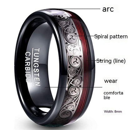 Tungsten Steel Black Decorative Men's Ring