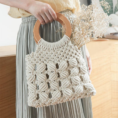 Fashion cotton rope straw women bags