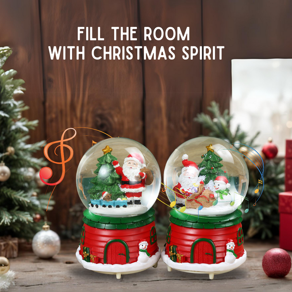 SINT Christmas Musical Glittering Water Snow Globe | Set of 2