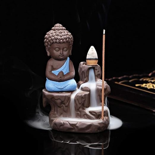 SINT Incense Burner Holder Handmade Ceramic Waterfall (Blue)