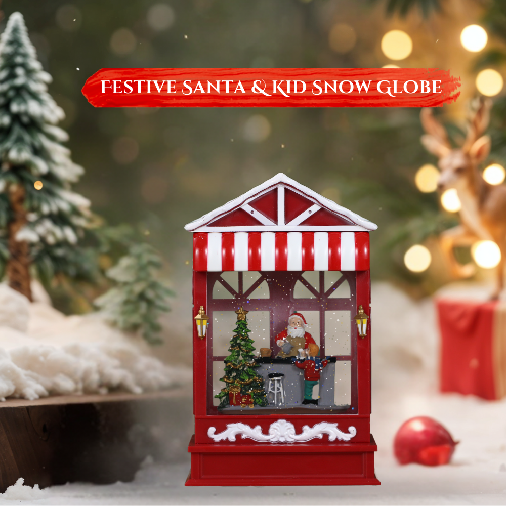 SINT Christmas Musical Coffee Shop Shap Snow Globe for Christmas Decoration