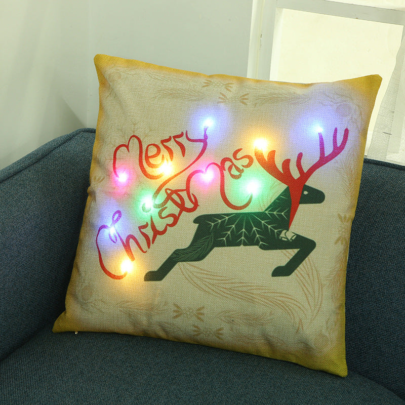 Home Pillow Cover Creative Led Colored Lamp Christmas Theme