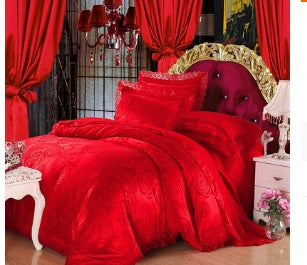 Four-piece Set Of Satin Jacquard Lace, High-end Luxury Home Textiles, Bedding