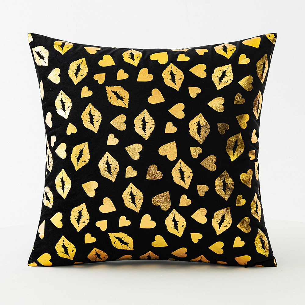 Fashion Black Velvet Printed Pillow