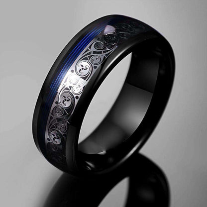 Tungsten Steel Black Decorative Men's Ring