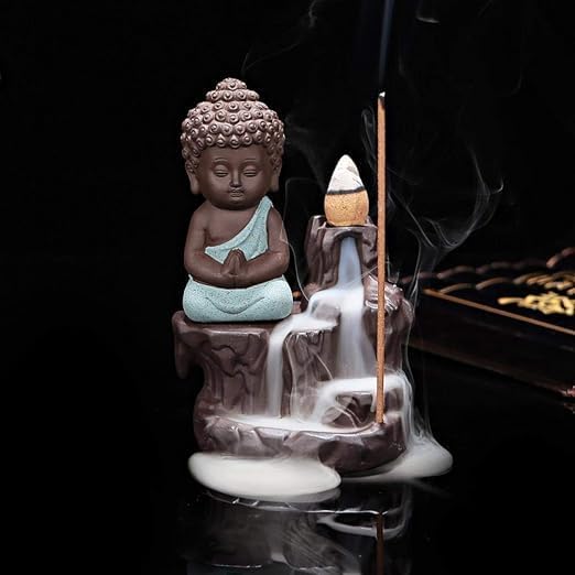 SINT Incense Burner Holder Handmade Ceramic Waterfall (Green)