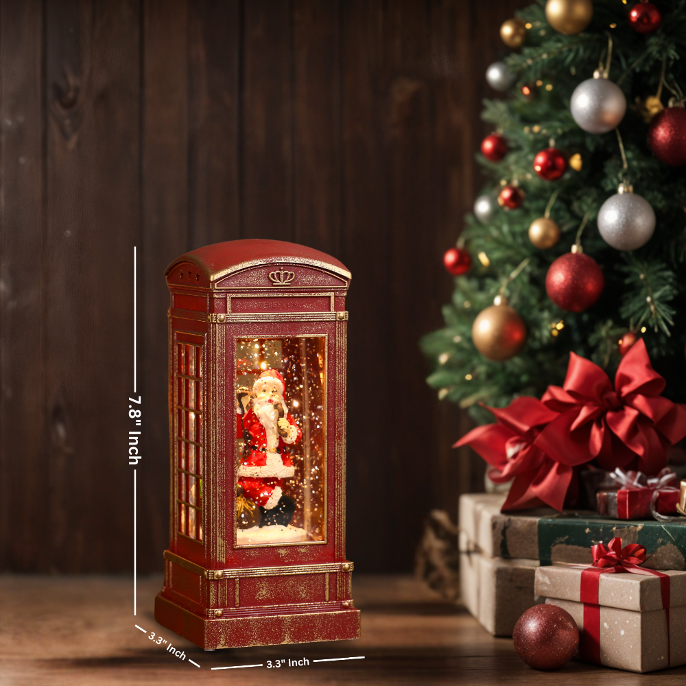 SINT Christmas Musical Phone Booth Snow Globe for Christmas Decoration