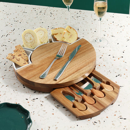 Kitchen Ceramic Knife, Fork And Cheese Board Set
