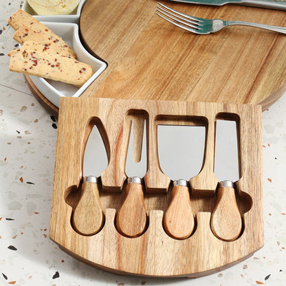 Kitchen Ceramic Knife, Fork And Cheese Board Set