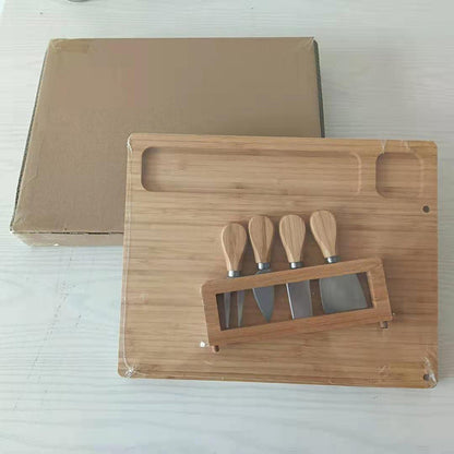 Bamboo Cut Board Cheese Fork Set