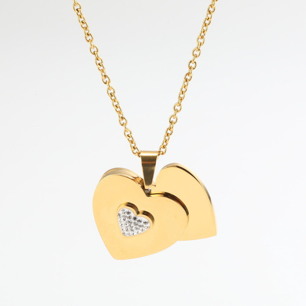 Best Friend Gift Peach Heart Combination Necklace