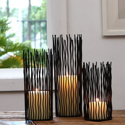 Wrought Iron Geometric Candle Holder