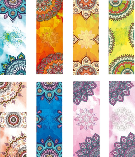 Beautiful Pattern Print New Yoga Towel Sweat Anti-skid Portable Gym Blanket Exercise Yoga Mat Towel Pilates Towel Yoga Mat Cover