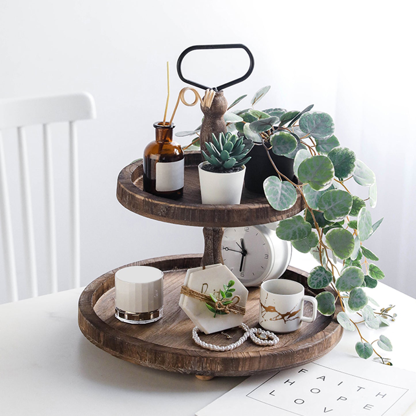 New Wooden Double Layer Tray