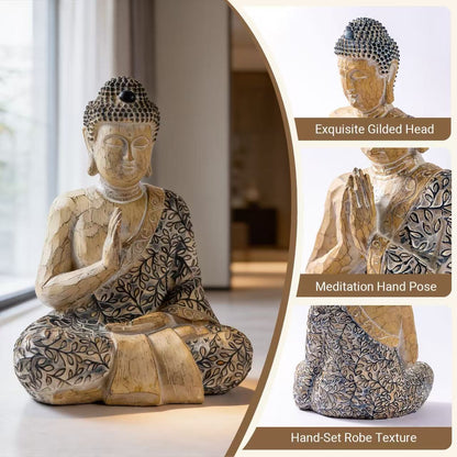 9 Inch Meditating Shakyamuni Sitting Buddha Figurine Statue for Home Decor Spiritual Sculptures for Alter Zen Garden Living Room Office Sacred Shrine Centerpiece
