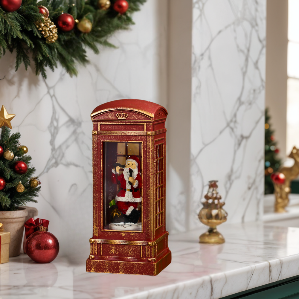 SINT Christmas Musical Phone Booth Snow Globe for Christmas Decoration