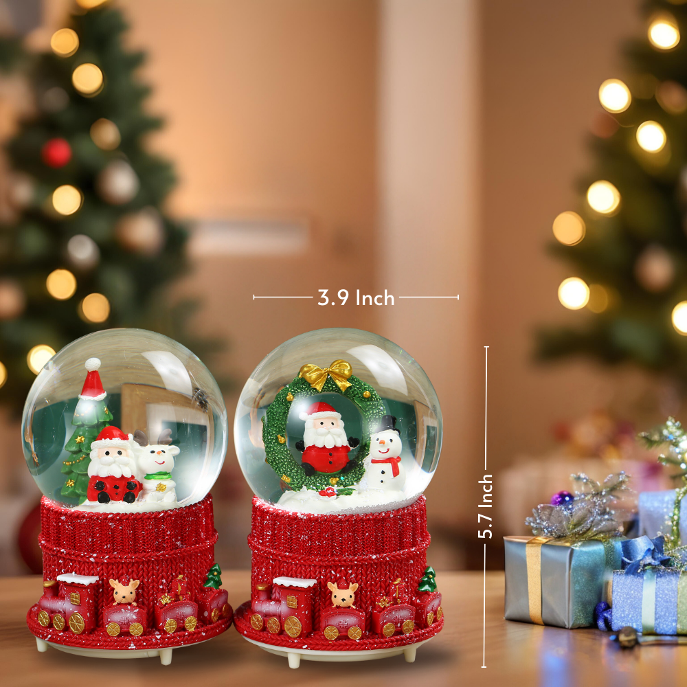 SINT Christmas Musical Glittering Water Snow Globe | Set of 2