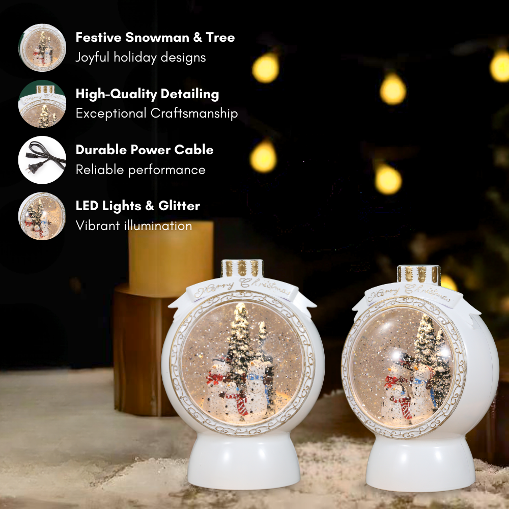 SINT Christmas Musical White Round Snow Globe Lantern for Home Decoration