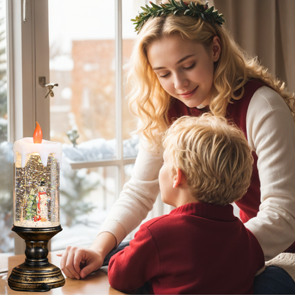 SINT Christmas Musical Lighted Snow Globe Candlestick Lantern