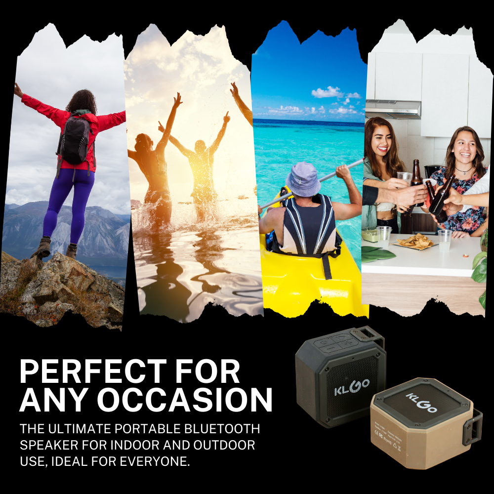 KLGO Bluetooth Stereo Sound Waterproof Speakers